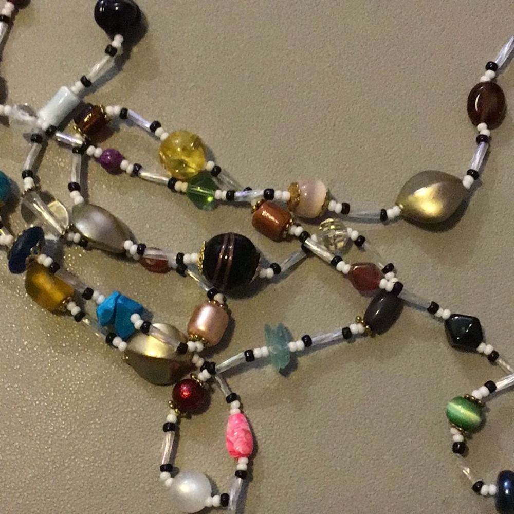 HandCrafted OOAK Bead Soup Necklace 36" long   ...    x11